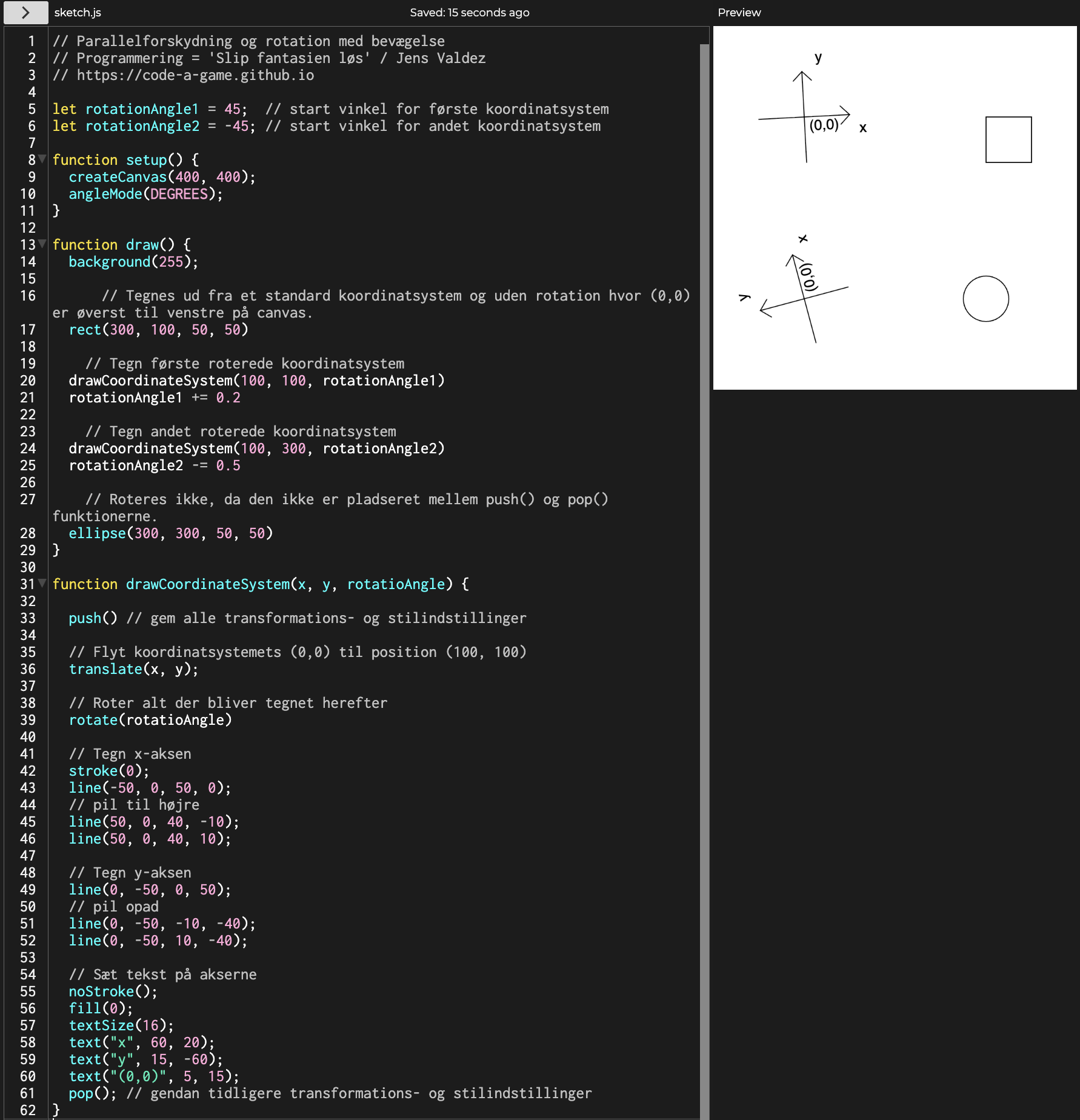 Parallelforskydning og rotation med bevægelse